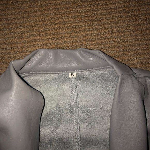 Small Grey Lather Jacket with Suede Sleeves - Picture 3 of 3